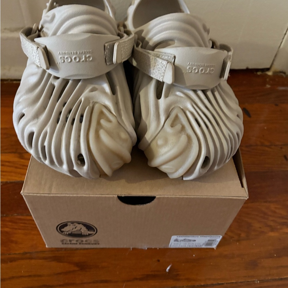 CROCS Cream Sandals with Unique Organic Design
